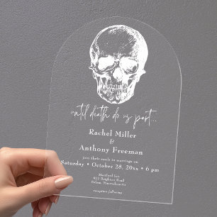 Invitations En Acrylique Gothique jusqu'à la mort Arche de crâne de mariage