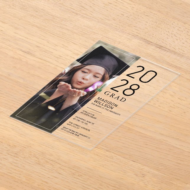 Invitations En Acrylique Grad Party Custom Photo (Poser)