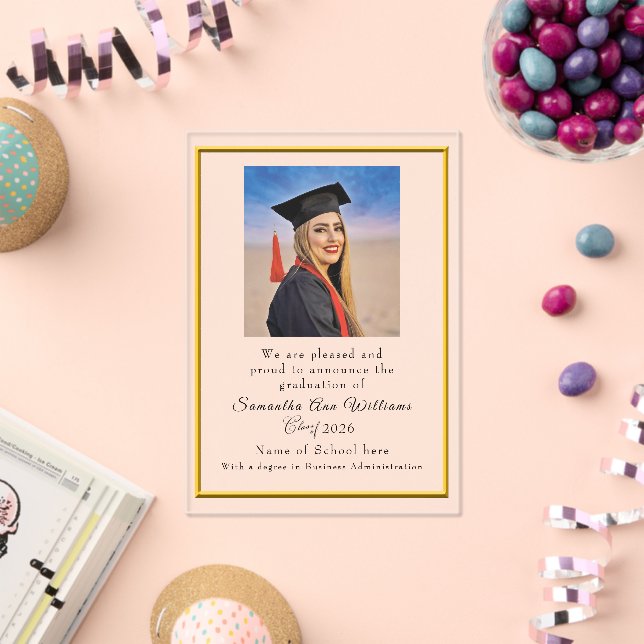 Invitations En Acrylique Graduation Announcement College acrylic card (Insitu (Célébration))