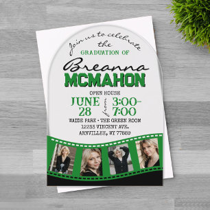 Invitations En Acrylique Graduation Arc Photo Filmstrip Vert Frosted