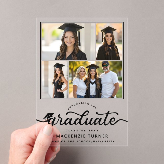 Invitations En Acrylique Graduation Grad Photo Collage Acrylic Announcement (In situ (ordinateur de poche))
