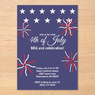 Invitations En Acrylique Graphiques plats patriotiques 4 juillet