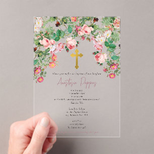 Invitations En Acrylique Grec Orthodoxe baptême fille Baptême
