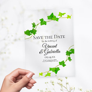 Invitations En Acrylique Green English Ivy Vine Wedding Enregistrer la date