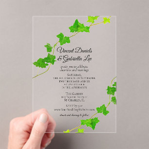 Invitations En Acrylique Green English Vine Mariage