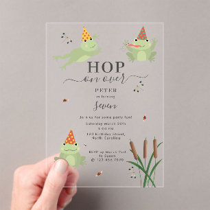 Invitations En Acrylique Grenouilles Mignonnes dans l'Étang de Nénuphars sa