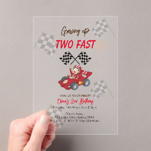 Invitations En Acrylique Grossissant deux jeûnes 2e anniversaire