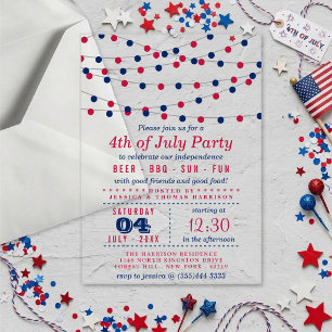 Invitations En Acrylique Guirlande de lumières rouge, blanc et bleu pour fê