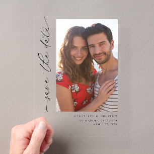 Invitations En Acrylique H MOD 2 Simple Photo Faire Part de Date de Mariage
