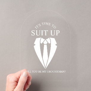Invitations En Acrylique "HABILLEZ-VOUS" Costume de mariage et cravate Pro