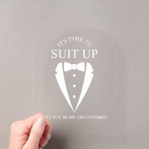 Invitations En Acrylique "HABILLEZ-VOUS" Costume de Smoking de Mariage pour