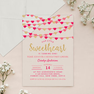 Invitations En Acrylique Hanging Love Hearts Little Sweetheart Anniversaire