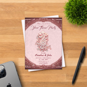 Invitations En Acrylique Harmonie en rose, une clé de sol stylisée majestue