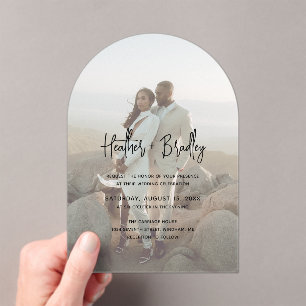 Invitations En Acrylique Heather Elegant Minimal Mariage moderne