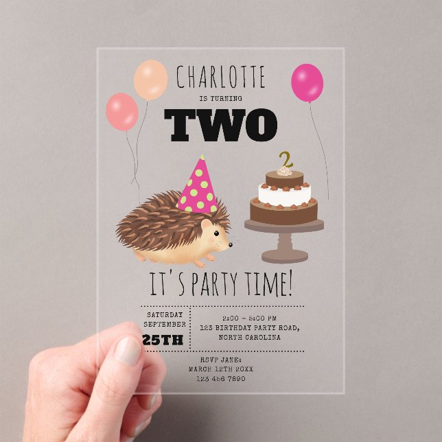 Invitations En Acrylique Hedgehog Mushroom Woodland Forest Funny Birthday (In situ (ordinateur de poche))