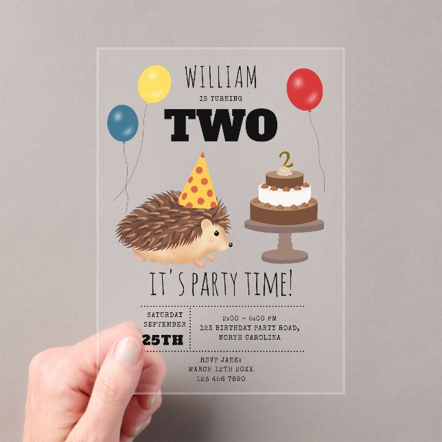 Invitations En Acrylique Hedgehog Mushroom Woodland Forest Funny Birthday (In situ (ordinateur de poche))