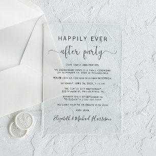 Invitations En Acrylique Heureusement Jamais Après La Réception De Mariage