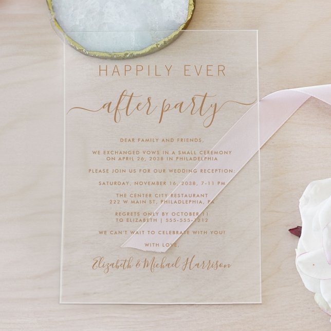 Invitations En Acrylique Heureusement Jamais Après La Réception De Mariage  (Celebrate your Happily Ever After in style with our elegant acrylic wedding reception invitations)