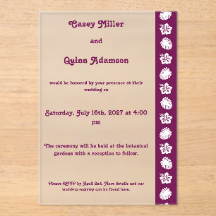 Invitations En Acrylique Hibiscus Tropical dans Mariage Acrylique au Vin 