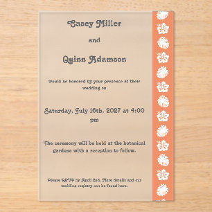 Invitations En Acrylique Hibiscus Tropical dans Mariage Acrylique de Corail