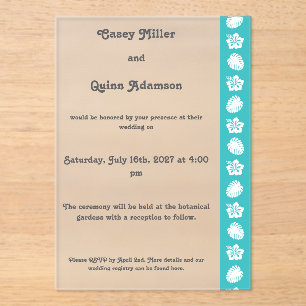 Invitations En Acrylique Hibiscus Tropical dans une Mariage Acrylique Turqu