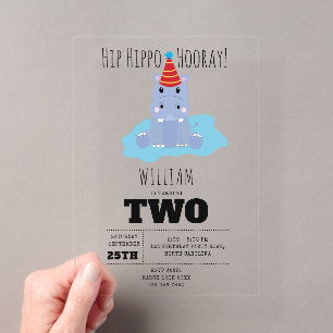 Invitations En Acrylique Hippopotame Mignon Hip Hippo Hourra Anniversaire E