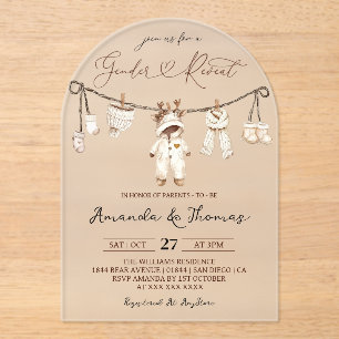 Invitations En Acrylique Hiver Boho Clothesline Révélation de genre