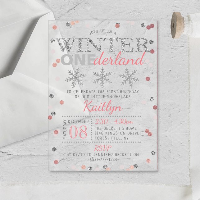 Invitations En Acrylique Hiver ONE derland 1er anniversaire (Créateur téléchargé)