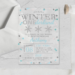 Invitations En Acrylique Hiver ONE derland 1er anniversaire