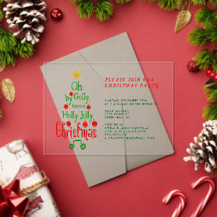 Invitations En Acrylique Holly Jolly Typographie de Noël Chanson classique
