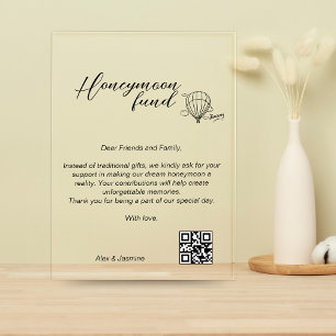 Invitations En Acrylique Honeymoon Wish Qr Code Voyage Fonds Demander un ca