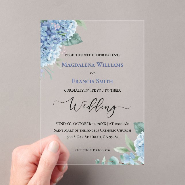 Invitations En Acrylique Hydrangea aquarelle | mariage  (In situ (ordinateur de poche))
