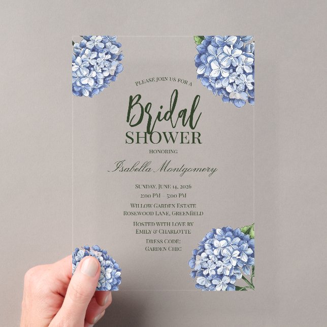 Invitations En Acrylique Hydrangea Bleu Botanique Acrylique Baby Shower de  (In situ (ordinateur de poche))