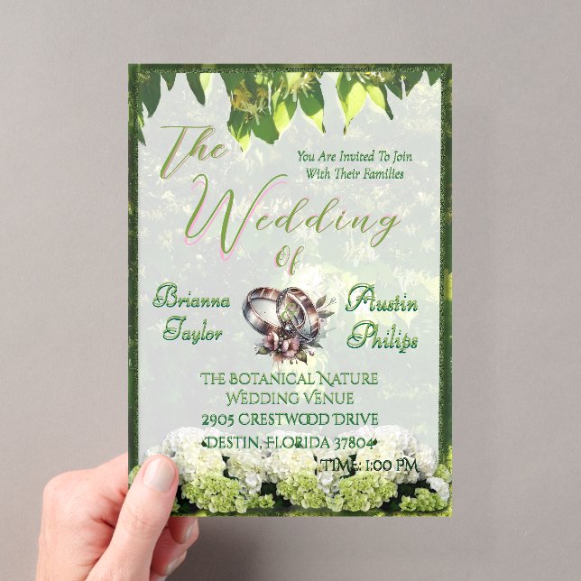 Invitations En Acrylique Hydrangeas Botaniques En Fleurs Mariage (In situ (ordinateur de poche))