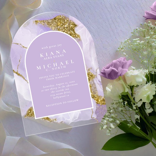 Invitations En Acrylique ID d'arc Abstrait Lavande d'encre Lux990 (Créateur téléchargé)