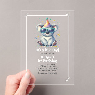 Invitations En Acrylique Il a 1 an d'anniversaire sauvage