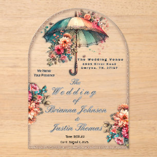 Invitations En Acrylique Il pleut de beaux Mariages floraux