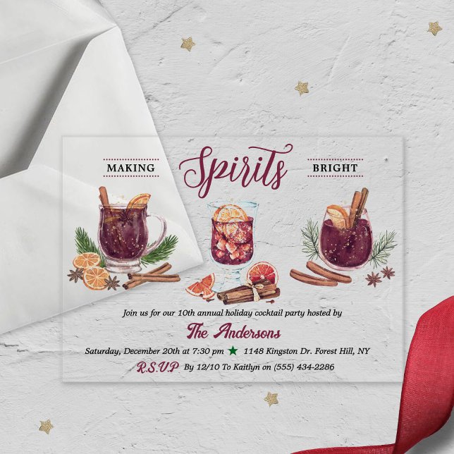Invitations En Acrylique Illuminer les esprits | Fête de cocktail des Fêtes (Créateur téléchargé)