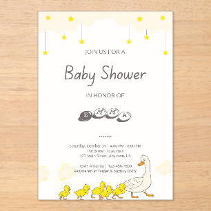 Invitations En Acrylique Illustration de Baby Shower de Canard Mignon dans