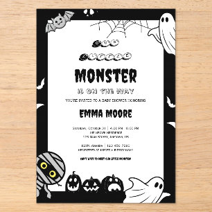 Invitations En Acrylique Illustration de Baby Shower pour Petit Monstre Mig