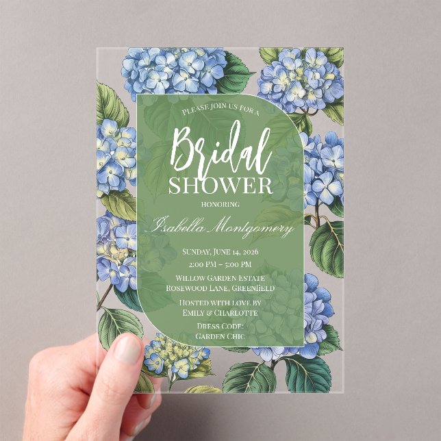 Invitations En Acrylique Illustration de Hydrangea Bleu pour Baby Shower de (In situ (ordinateur de poche))