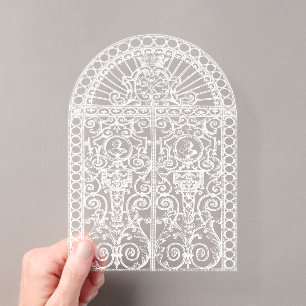 Invitations En Acrylique Illustration de porte baroque blanche Arch Mariage