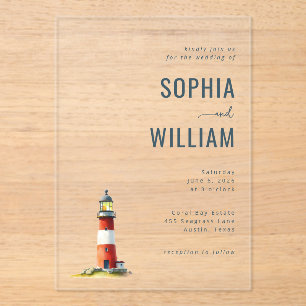 Invitations En Acrylique Illustration élégante de phare noir