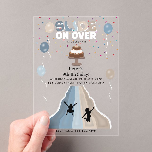 Invitations En Acrylique Indoor Slide Park Boys Playground Birthday Party (In situ (ordinateur de poche))