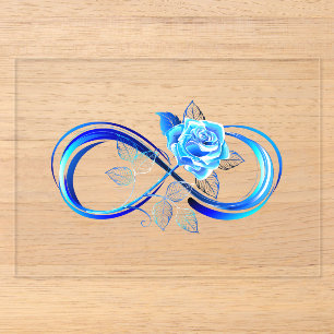 Invitations En Acrylique Infini lumineux avec rose bleue