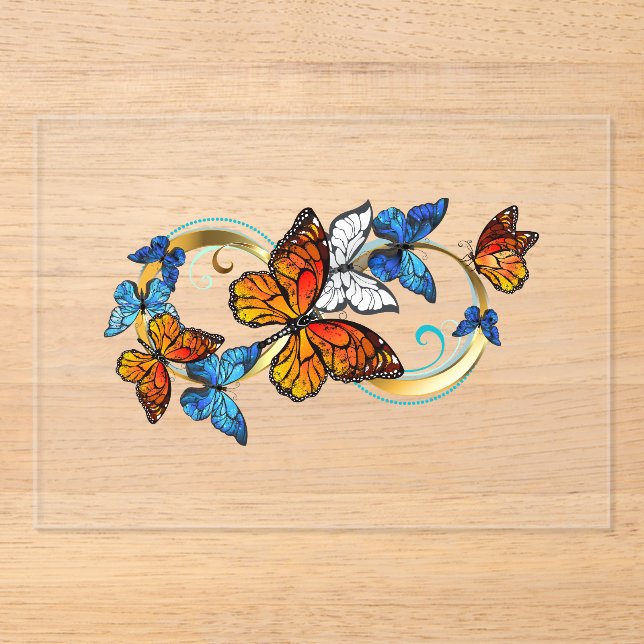 Invitations En Acrylique Infinité de papillons monarques (Recto)