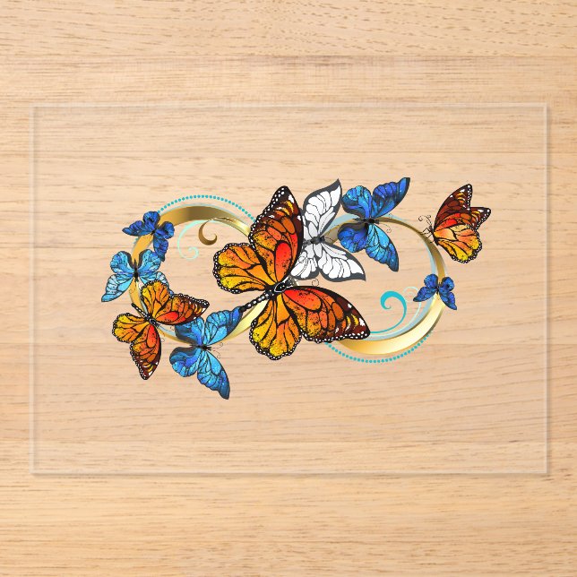 Invitations En Acrylique Infinité de papillons monarques (Recto)