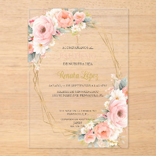Invitations En Acrylique Invitacion de bautismo