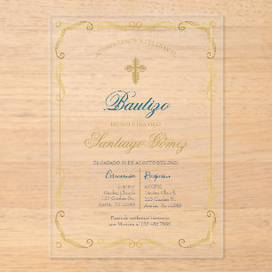 Invitations En Acrylique Invitación de bautismo para niño