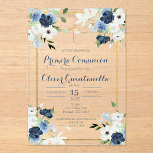 Invitations En Acrylique Invitación de primera comunión para niño